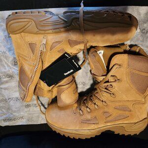 Reebok Men's Desert Tan Leather Military Boots Rapid Response Zip 6in Sz. 11.5 M